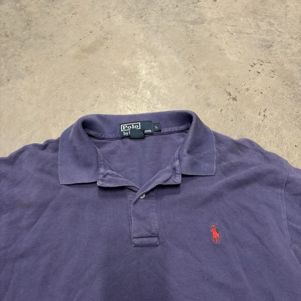 Polo Ralph Lauren Mens Polo Shirt Size Large Purple Short Sleeve Preppy Red Pony